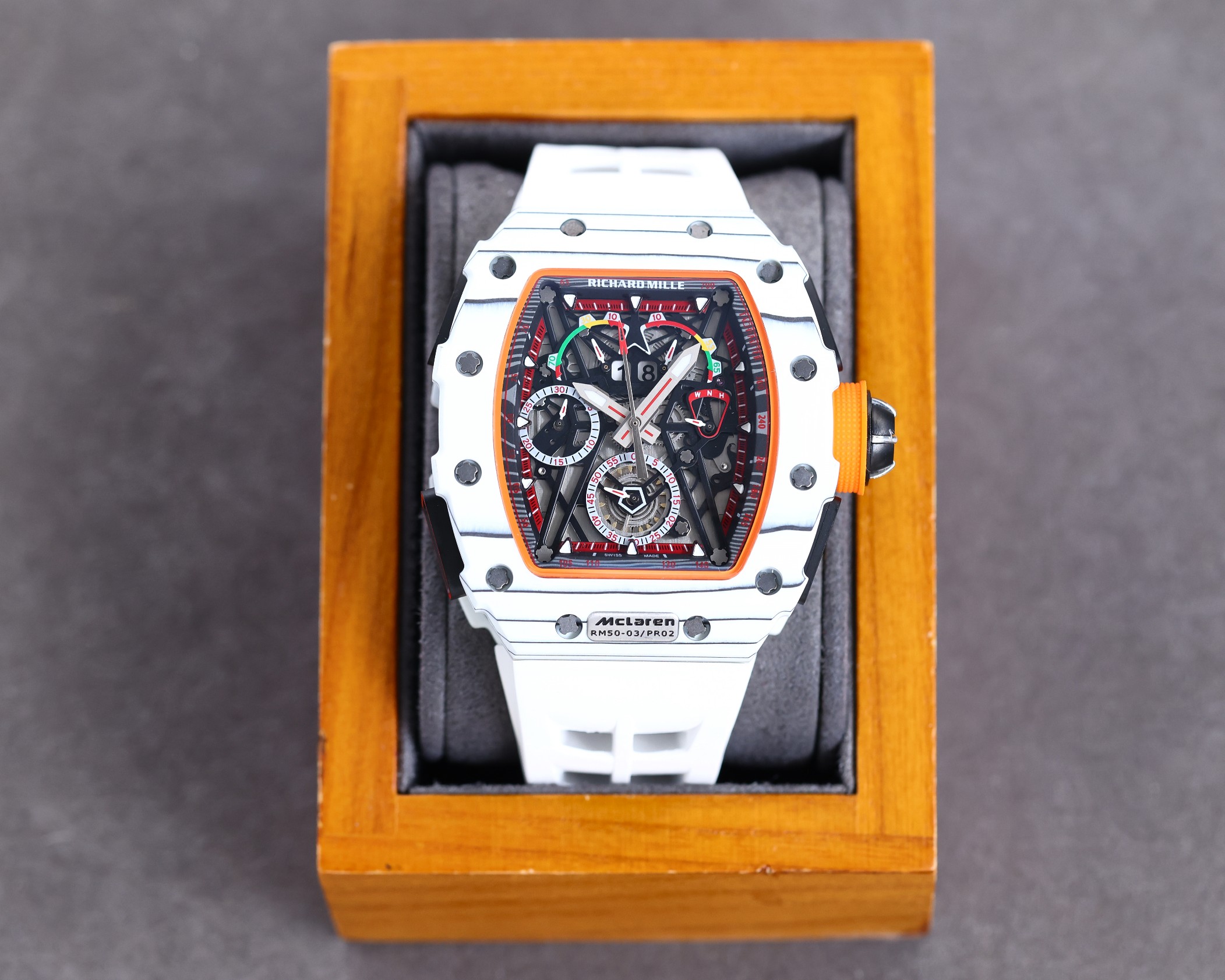Best Swiss Super Clone: Richard Mille Mclaren F1 RM50-03 White Replica | 44mm NTPT Carbon - Image 3