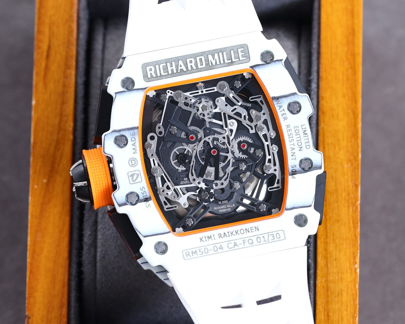 Best Swiss Super Clone: Richard Mille Mclaren F1 RM50-03 White Replica | 44mm NTPT Carbon - Image 7