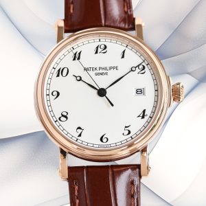 Best Swiss Patek Philippe Calatrava 5153J-011 Replica, 38mm, Super Clone, Brown Leather