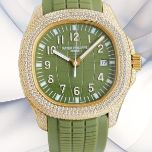 Best Swiss Super Clone Patek Aquanaut 5168G Replica 40mm Green Dial Rose Gold Diamond
