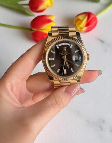 Best Swiss Super Clone Rolex Day-Date 228238 Replica - 40mm Gold & Black AAA+ photo review