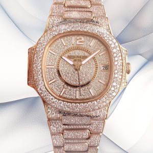 Best Swiss Super Clone Patek Philippe Nautilus 7021/1R-001 Replica Watch - 1729 Snow-Set Diamonds
