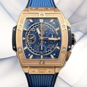 42mm Swiss Hublot Spirit Of Big Bang 641.OX.7180.RX Replica Blue Dial Watch with Skeleton Dial and Rubber Strap