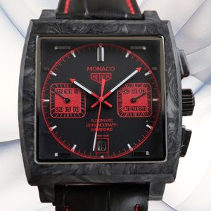 AAA Super Clone Tag Heuer Monaco XCAW2190 Replica – Swiss Movement, Black Carbon Case, Black Leather Strap